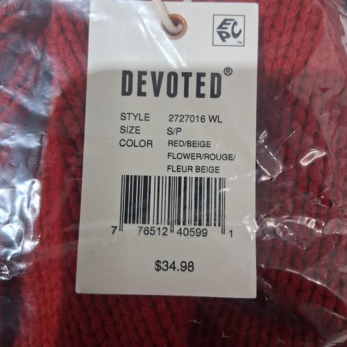 WOMEN'S DEVOTED EMBROIDERED CREW NECK SWEATER - SMALL - RED / BEIGE FLOWER (STYLE: 2727016 WL) image 2