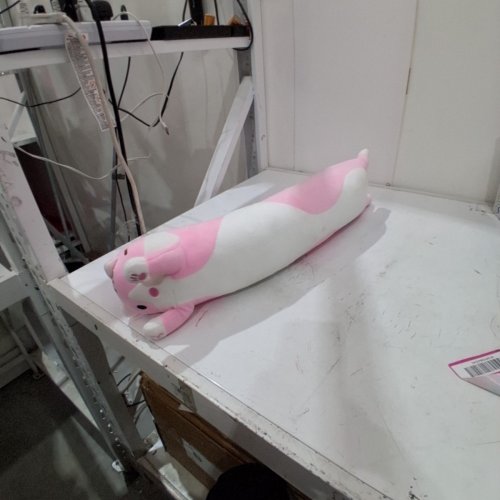 SUPER SOFT LONG KITTY CAT BODY PLUSH PILLOW - 28" LONG - HOT PINK/WHITE image 3
