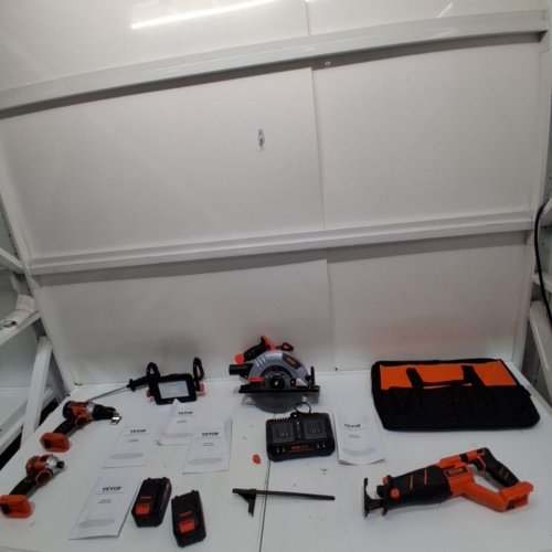9PC CORDLESS POWER TOOL COMBO KIT - CORDLESS DRILL, IMPACT DRIVER, BATTERIES, CHARGER, RECIPROCATING SAW, CIRCULAR SAW, AND WORK LIGHT - ORANGE / BLACK (MODEL: ML-IS79-200 K) image 7