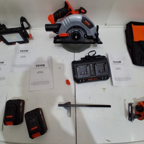 9PC CORDLESS POWER TOOL COMBO KIT - CORDLESS DRILL, IMPACT DRIVER, BATTERIES, CHARGER, RECIPROCATING SAW, CIRCULAR SAW, AND WORK LIGHT - ORANGE / BLACK (MODEL: ML-IS79-200 K) image 9