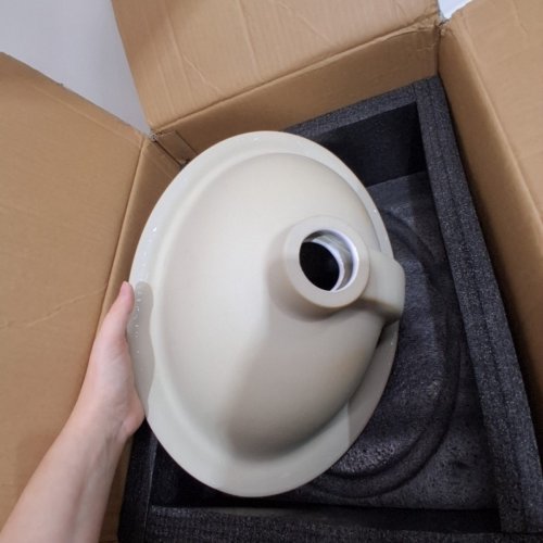 KARAMAG BATHROOM VESSEL CERAMIC SINK, SEMI RECESSED WITH OVAL DROP-IN AND OVERFLOW - 16" X 12"- WHITE (MODEL: 2016) image 3