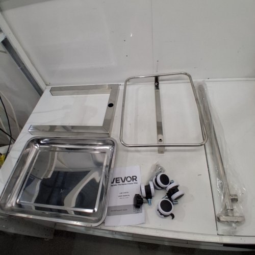 PORTABLE LAB CART MAYO TRAY - 18" X 14", HEIGHT ADJUSTABLE 32"-51", REMOVABLE TRAY - STAINLESS STEEL (MODEL: JCL006) image 3