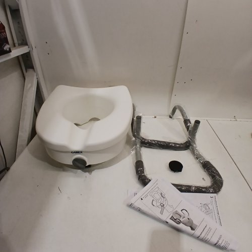 CAREX E-Z LOCK RAISED TOILET SEAT WITH SUPPORT HANDLES - WHITE (MODEL:FGB303CA) image 2