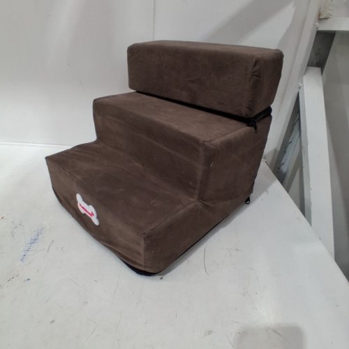 PETSBUYI 3-STEP FOAM PET STAIRS WITH 1 REMOVABLE STEP - 13" X 12" - BROWN image 2