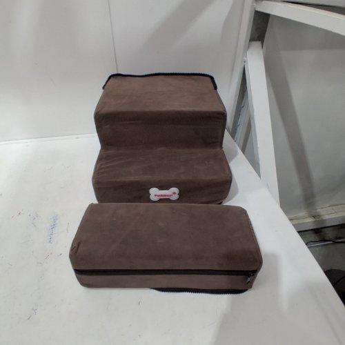 PETSBUYI 3-STEP FOAM PET STAIRS WITH 1 REMOVABLE STEP - 13" X 12" - BROWN image 3