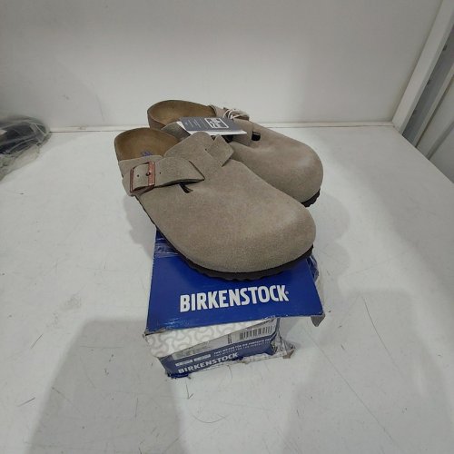 ADULT UNISEX BIRKENSTOCK BOSTON BS SUEDE LEATHER FOOTBED SANDALS- M:6, W:8 - TAUPE image 2