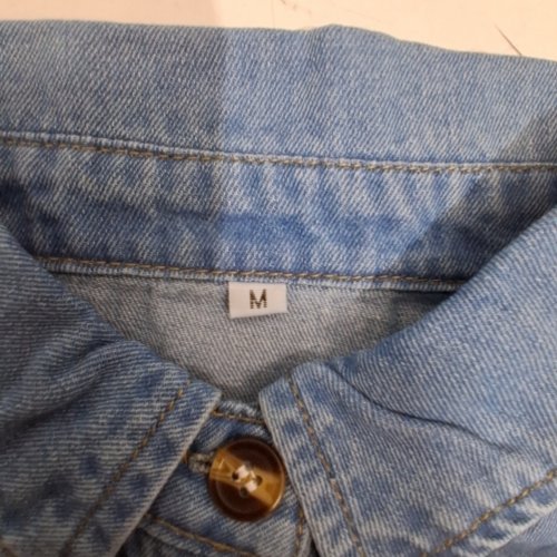 BUTTON UP POCKET FRONT SHORT SLEEVE JEAN SHIRT - MEDIUM - DENIM image 2