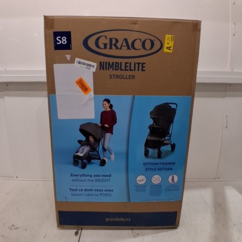 GRACO NIMBLELITE BRODY FOLDING STROLLER - 50LBS CAPACITY - GOTHAM/BLACK (MODEL: 2142927) image 8