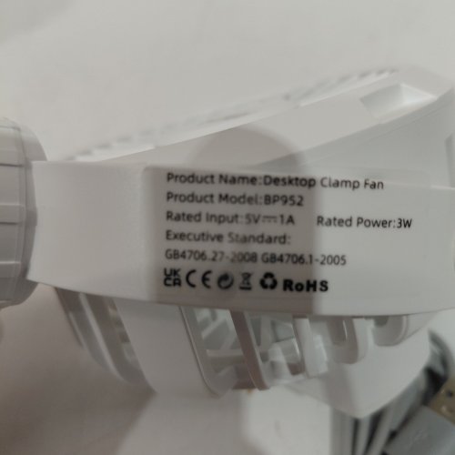 UJAY RECHARGEABLE FLEXIBLE DESKTOP CLAMP FAN - WHITE (MODEL: BP952) image 3