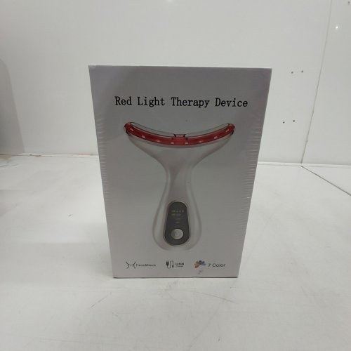 FACIAL AND NECK RED LIGHT THERAPY DEVICE - WHITE / RED image 2
