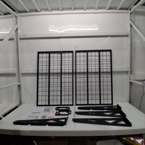 2PK HEAVY DUTY WALL GAREAGE SHELVING WITH HOOKS - 2FT X 3FT - BLACK image 3