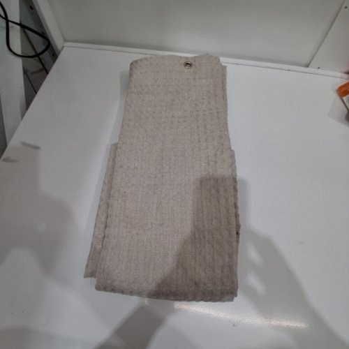 THRESHOLD WAFFLE WEAVE GROMMET TOP FABRIC SHOWER CURTAIN - 72" X 72" - KHAKI image 2