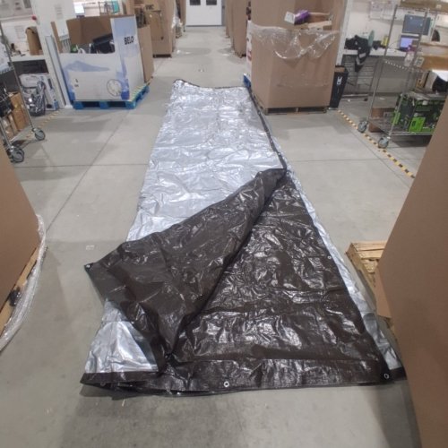 ALL PURPOSE REVERSIBLE POLYTARP - TEAR AND WEATHER RESISTANT - 20FTX20FT - BROWN AND SILVER image 2