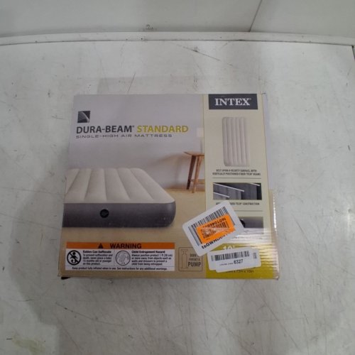 INTEX DURABEAM STANDARD DOWNY AIR MATTRESS WITH 300LB WEIGHT CAPACITY - TWIN SIZED 10"H - WHITE/GREY - (MODEL: 64101E) image 6