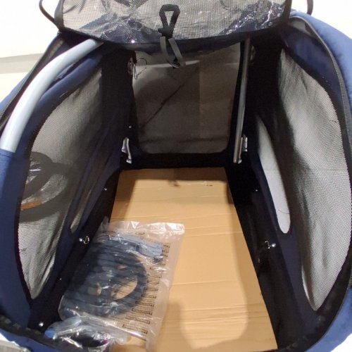 PET BIKE STROLLER /CARRIER EASY FOLDING WITH QUICK RELEASE WHEELS - 100LB MAX - BLUE/BLACK (MODEL: TS815) image 4