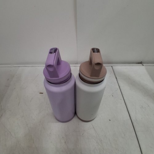 2PK GROSCHE ALPINE FLIP 'N SIP INSULATED WATER BOTTLE WITH STRAW - 40OZ - PURPLE/WHITE/BEIGE image 5