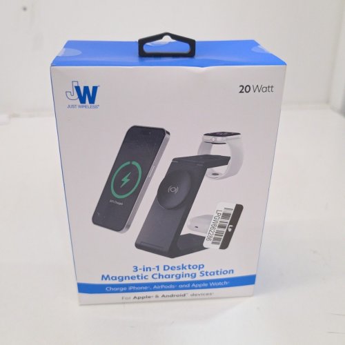 JUST WIRELESS 3-IN-1 FOLDABLE DESKTOP MAGNETIC CHARGING STATION FOR APPLE & ANDROID DEVICES - BLACK (MODEL: 04097-V) image 5