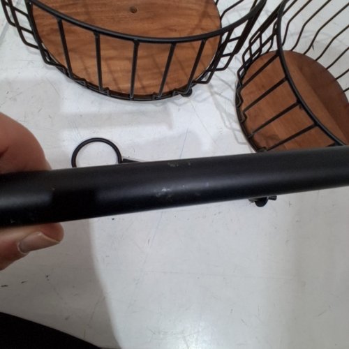 OVER&BACK 2-TIER WIRE METAL FRUIT BASKET - BLACK/ACACIA WOOD (MODEL: 1986459) image 3