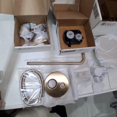 DELTA MODERN RAINCAN 2-SETTING ROUND SHOWER SYSTEM - CHAMPAGNE BRONZE (MODEL: ‎342702-CZ) image 4