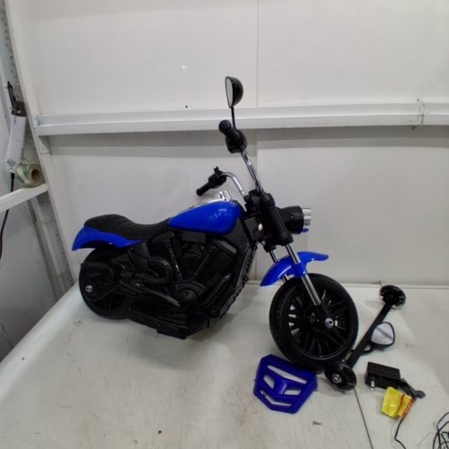KIDS GARVEE ELECTRIC 3-WHEEL RIDE ON MOTORCYCLE WITH TRAINING WHEELS - 12V - BLUE/BLACK (MODEL: WH8898) image 5