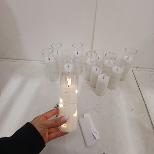 12PC BATTERY POWERED LED FLAMELESS DECORATIVE PILLAR CANDLES WITH REMOTE - ASSORTED SIZES image 3