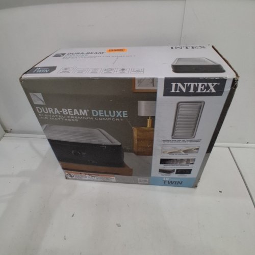 INTEX DURA-BEAM DELUXE COMFORT-PLUSH ELEVATED AIR MATTRESS BUILT IN AIR PUMP-TWIN- GREY (MODEL:64411ED) image 4