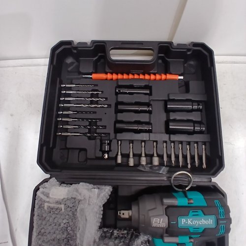 P-KOYEBOLT CORDLESS HIGH TORQUE IMPACT WRENCH KIT WITH 2 BATTERIES- 21 V, 2300 RPM - TEAL AND BLACK image 4