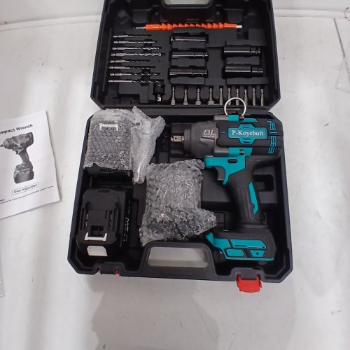 P-KOYEBOLT CORDLESS HIGH TORQUE IMPACT WRENCH KIT WITH 2 BATTERIES- 21 V, 2300 RPM - TEAL AND BLACK image 5
