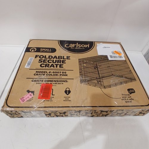 CARLSON PET PRODUCTS FOLDABLE SECURE CRATE - SMALL / 24" - PINK (MODEL : 6007 DS) image 4