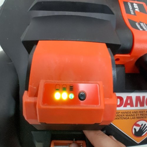 VOLTASK CORDLESS & BRUSHLESS ELECTRIC SNOW SHOVEL WITH BATTERY PACKS- 14" CLEARING PATH - 48 V - ORANGE/BLACK image 2