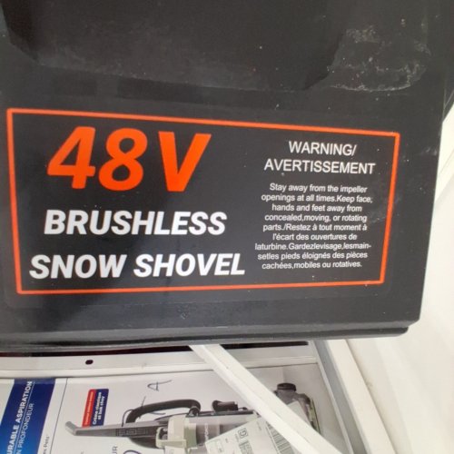 VOLTASK CORDLESS & BRUSHLESS ELECTRIC SNOW SHOVEL WITH BATTERY PACKS- 14" CLEARING PATH - 48 V - ORANGE/BLACK image 3