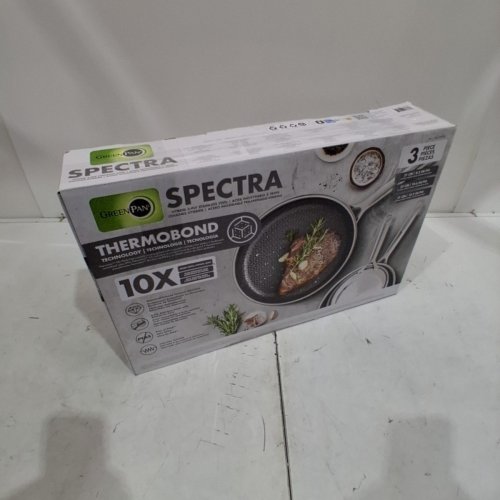 3PC GREENPAN SPECTRA HYBRID CERAMIC NON-STICK SKILLET SET - 8" | 10" | 12" - GREY / BLACK (MODEL: 1901845) image 5