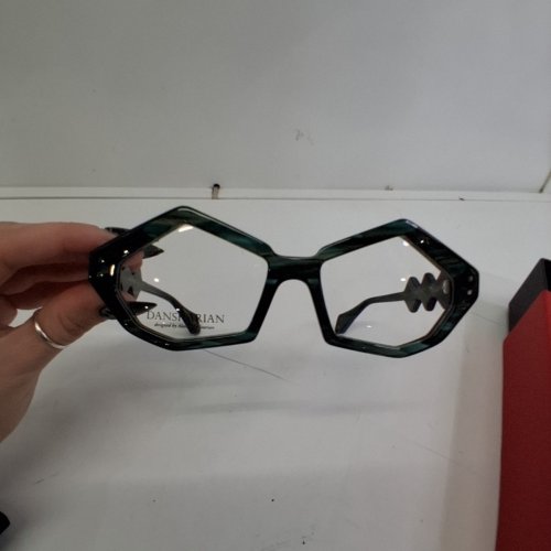 WOMENS DANSHARI NORAVANK LIMITED EDITION GEOMETRIC DESIGN DEMO LENS EYEGLASSES FRAME - BLACK/TEAL/BLUE ( STYLE: DN02404AW) image 5