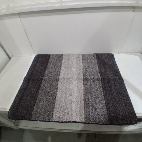 NON-SLIP INDOOR OUTDOOR DOOR MAT - 32" X 40" - BLACK/GREY image 2