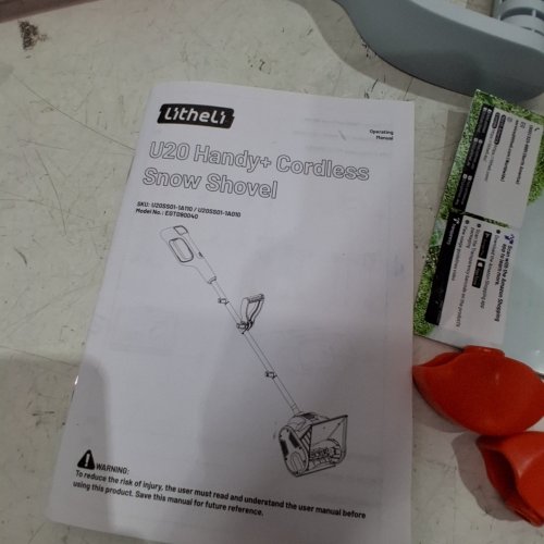LITHELI CORDLESS BRUSHLESS BATTERY POWERED SNOW SHOVEL - 13" - 20V - ORANGE (MODEL: EGR090040) image 8
