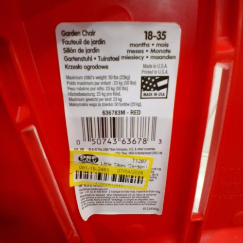 KID'S LITTLE TIKES PLASTIC GARDEN CHAIR - RED (MODEL: 636783M) image 4
