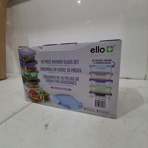 10PC ELLO LEAK PROOF GLASS MEAL PREP CONTAINERS - MULTI-COLOURS image 4
