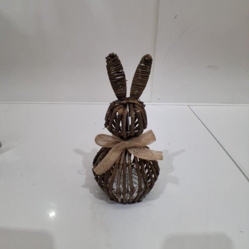 WICKER WOVEN RATTAN BUNNY DECORATION - 8.5" - BROWN image 2