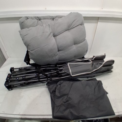 PORTABLE FOLDING CAMPING COT WITH CUSHION - 75" X 27.5" - GREY/BLACK (MDOEL: 63-51-GREY) image 2