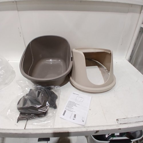 AMAZON BASICS NO-MESS ENCLOSED HOODED CAT LITTER BOX - BEIGE image 2
