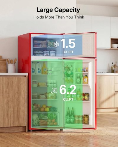 UPSTREMAN 7.7 CU. FT REFRIGERATOR WITH FREEZER - RED (MODEL: BD75-RED) image 2