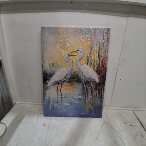 LZIMU BLUE HERON CANVAS WALL ART - 24" X 16" image 2