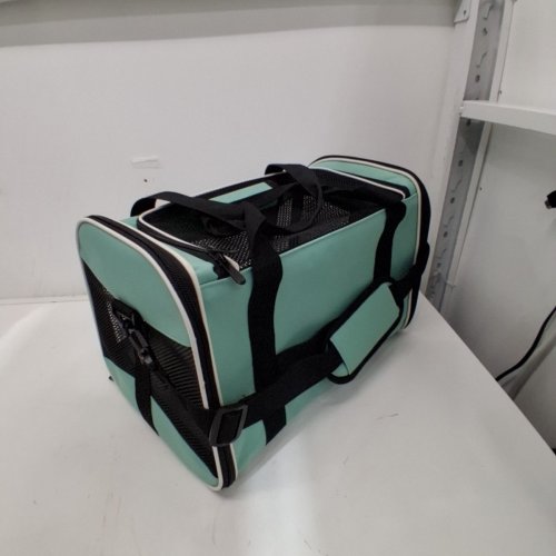 SOFT-SIDED COLLAPSIBLE PET CARRIER BAG - 16.5" X 11.5" X 11" - GREEN/BLACK image 4