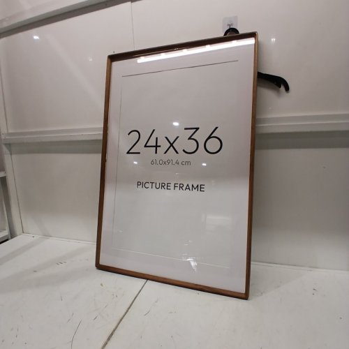HEIMLOVE PICTURE FRAMES NATURAL WALNUT,ORIGINAL WOOD HAND MAKE CRAFTED POSTER FRAME WITH MAT - 24" X 36" - BROWN image 2
