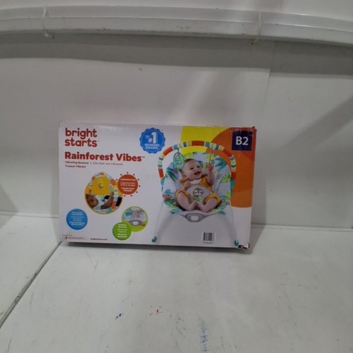 BRIGHT STARTS PORTABLE 3-POINT HARNESS VIBRATING BOUNCER WITH TOY-BAR - RAINFOREST VIBES (MODEL: 12227) image 5
