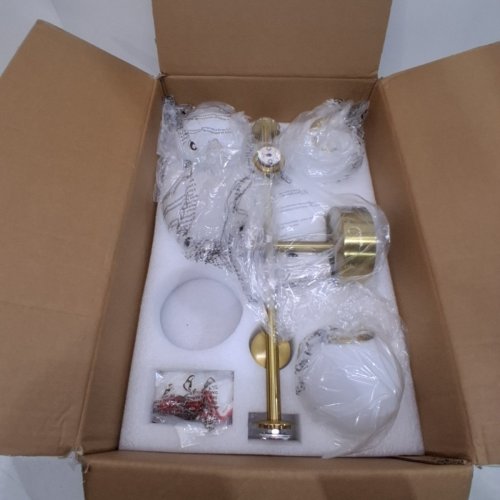 MID CENTURY MODERN GLOBE LED BATHROOM VANITY LIGHT - 27" -BRUSHED GOLD (MODEL:DDGJ-BD-0002) image 3