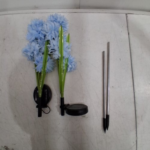 2PK NINONLY FLOWER SOLAR GARDEN STAKE LIGHTS - 15" - BLUE/GREEN image 3