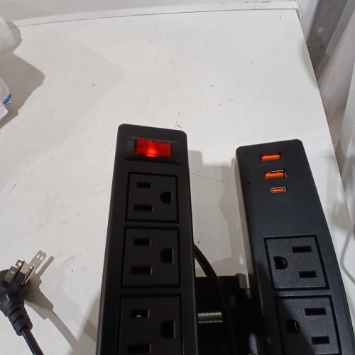 VILONG 2 IN 1 DESKTOP EDGE POWER STRIP REMOVABLE CLAMP POWER OUTLET SOCKET UNDER DESK - BLACK image 2