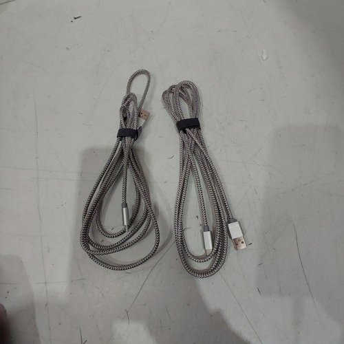 2PK BRAIDED FAST CHARING USB CHARGING CABLES - 6.6FT - SILVER image 2