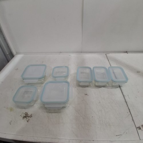 14PC GLASS LOCK FOOD STORAGE CONTAINERS WITH LIDS - VARIOUS SIZES - CLEAR/TEAL image 2